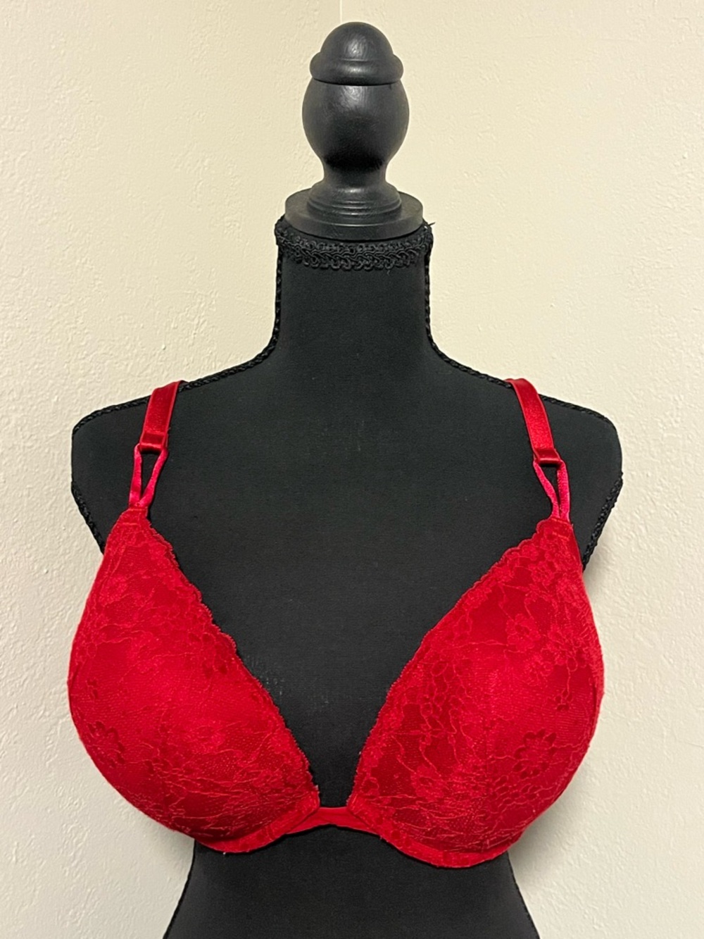Victoria's Secret Red Lace Plunge Push-Up Bra
